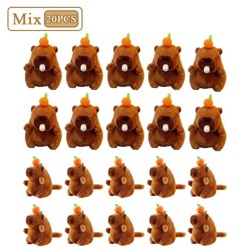 1-20PCS Plush Persimmon Wagging Tail Capybara Key Pendant Cute Plush Keychain Plush Doll Toy Schoolbag Pendant Gift Pendant Econic Blanks