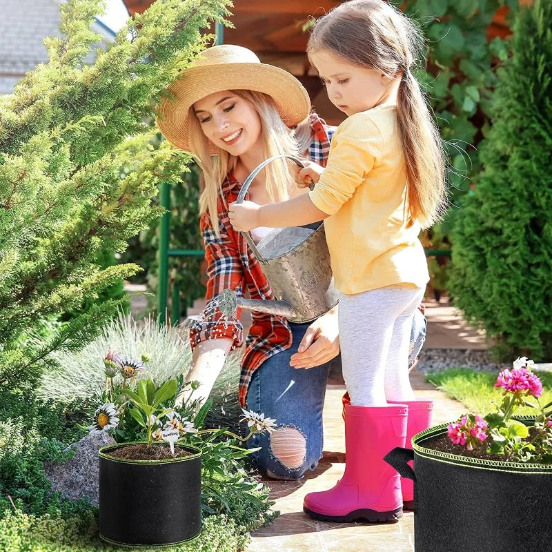 Vegetable/Flower/Plant Grow Bags 2/3/5/7/10 Gallon Thickened Non-Woven Grow Bags Aeration Fabric Pots with Handles Flower Pot Quick Pick Grocers