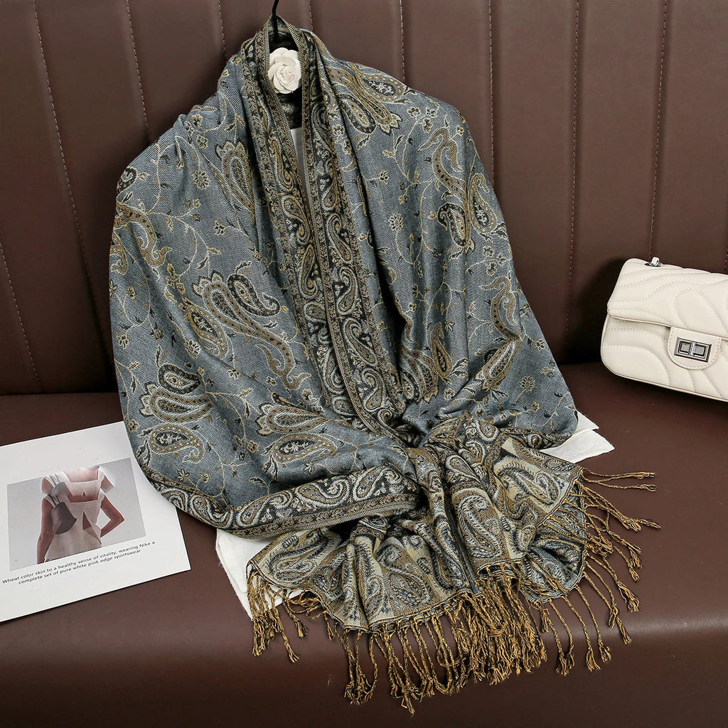 Luxury Brand Autumn Cashmere Pashmina Shawl Lady Wrap Warm Winter Scarves Design Print Female Foulard Cotton Stoles Scarf 2023 Quick Pick Grocers