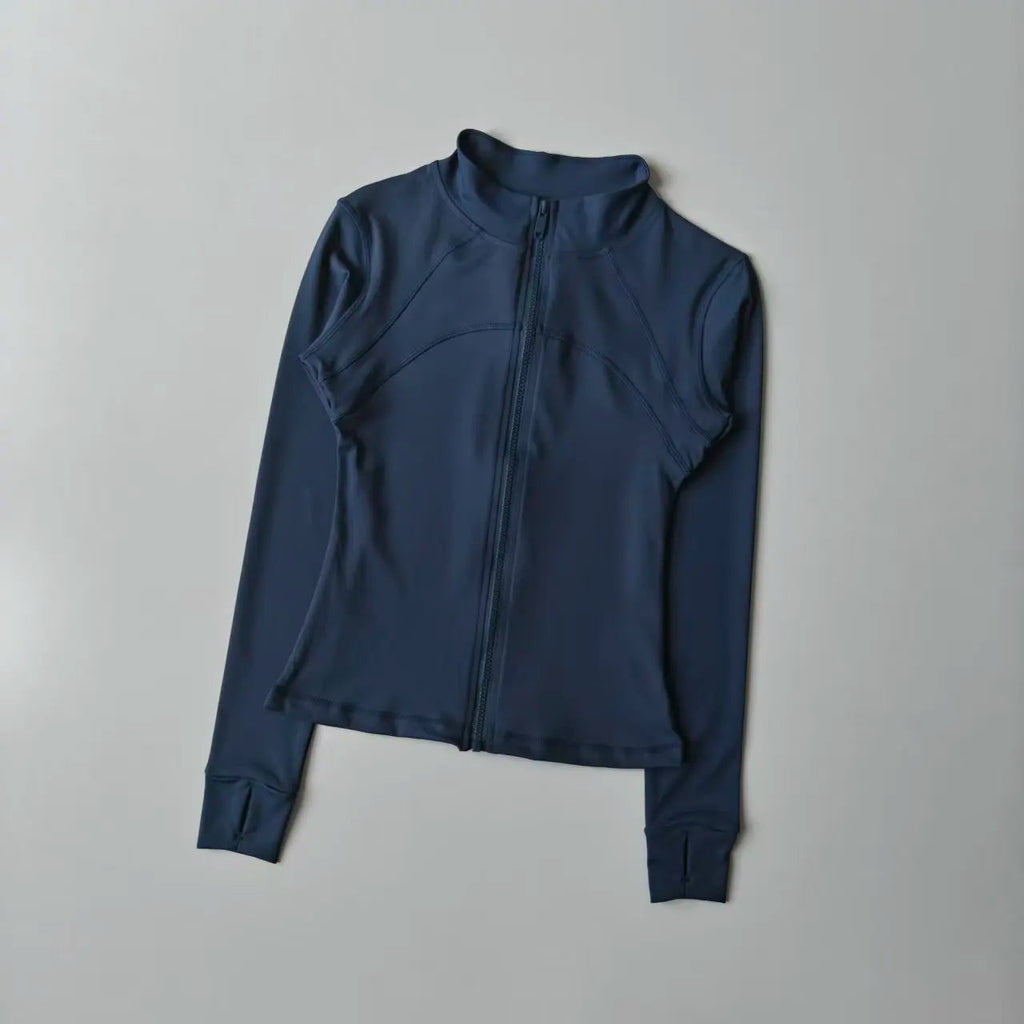 Outdoor Sports Long Sleeved Women Slim Yoga Clothes Quick Dry Zipper Cardigan Stand Up Collar Jacket Running Fitness Jacket Top Quick Pick Grocers