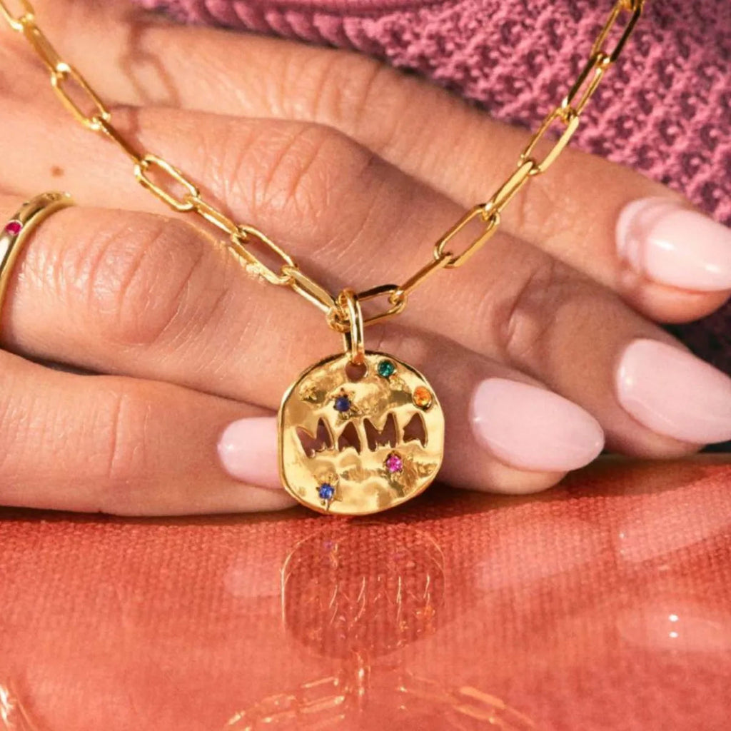 Mother's Day MAMA Necklace Gift Irregular Circular Guardian Pendant Necklace New Fashion Stainless Steel Necklace Accessory Gift Quick Pick Grocers