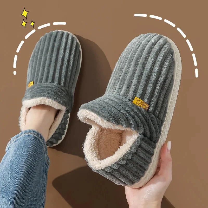 Shevalues Winter Men Slippers Short Plush Men Cotton Boots Indoor Fluffy House Fur Slippers Men Casual Soft Fur Furry Men Shoes Purest Peak