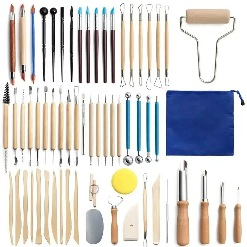 Pottery Clay Sculpting Tools Kit 8-61 Pcs/Set, Ceramic Wax Clays Carving Tools for Art Craft Pottery Sculpting Modeling Tool Set Econic Blanks