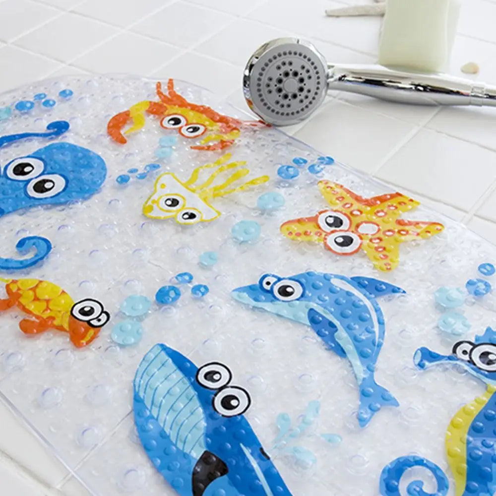 Soft Cartoon PVC Kids Anti Slip Bath Mat Non Skid Safety With Sucker Shower Mat Massage Bathtub Mats Pad Quick Pick Grocers