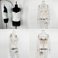 Tuularose Summer Women's Camisole Fashion Print Lace Patchwork Sleeveless Lace-up Tops New Party Hot Girl Streetwear Female Tops Quick Pick Grocers