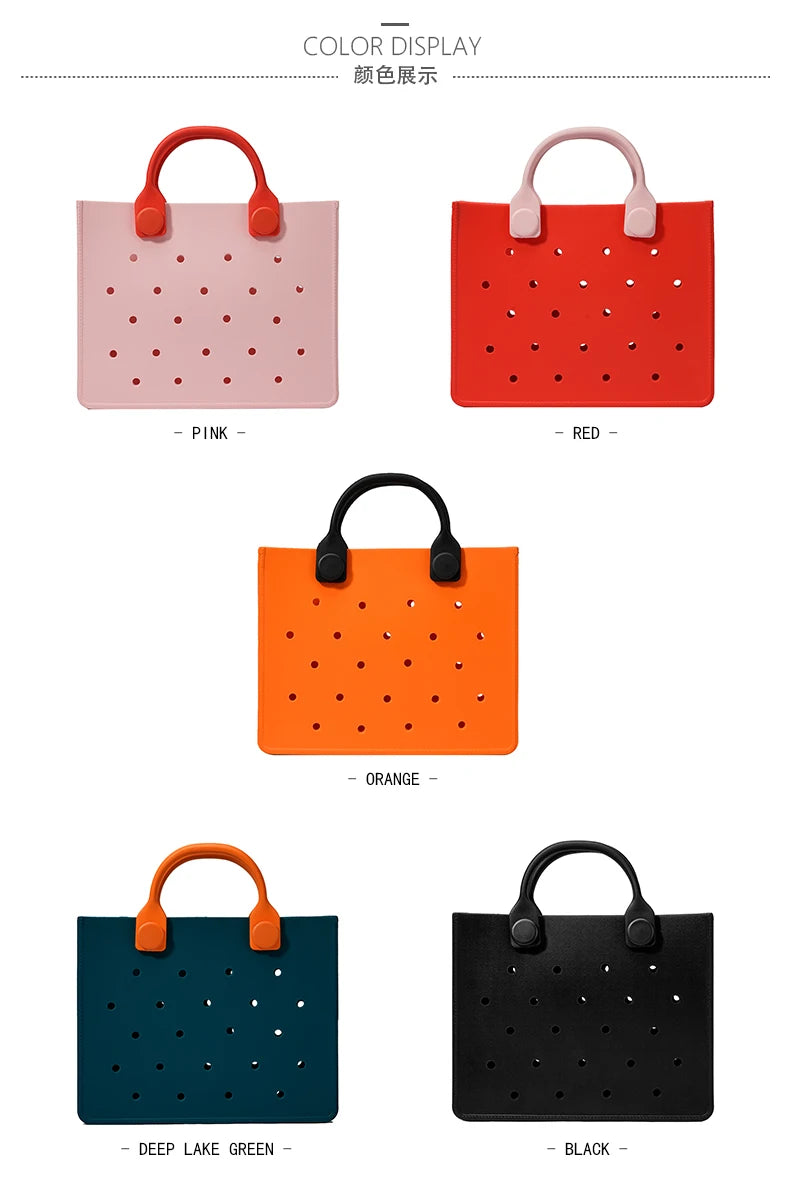 EVA Large Leather Shoulder Bag Handbag Tote Bag Storage for Women Casual Waterproof Beach Bag Hole Fit Charm Fashion Storage Bag Quick Pick Grocers