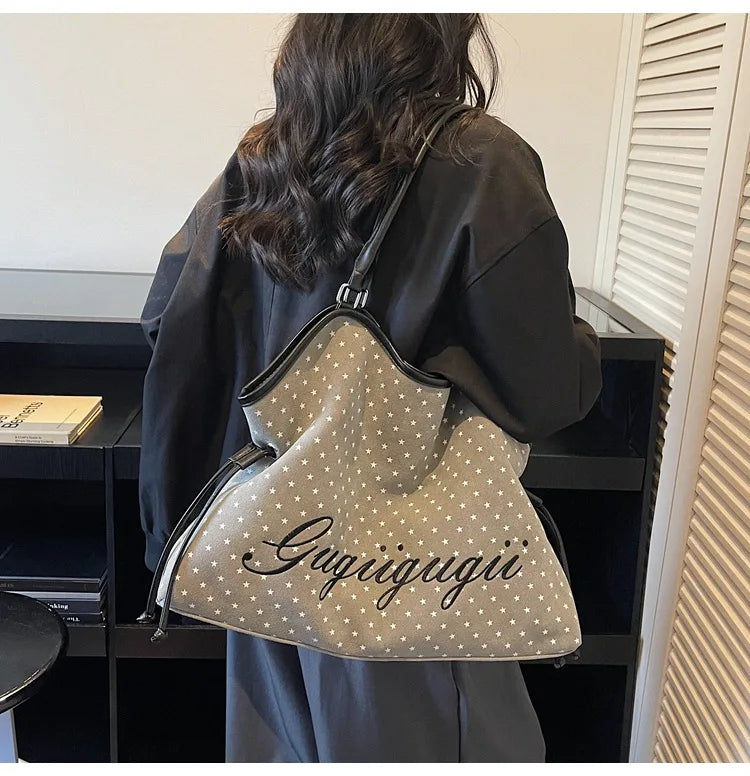 Brand Women's Shoulder Bag Y2k Fashion Sweet Polka Dot Handbag Korean Casual Versatile Leopard Print Brown Frosted Tote Bags Quick Pick Grocers