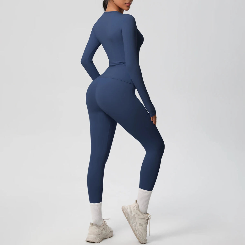 2 PCS Sportswear Yoga Set Gym Clothes Yoga Suits For Women Fitness Set Tracksuits Sports Long Sleeve Crop Top Gym Leggings Quick Pick Grocers
