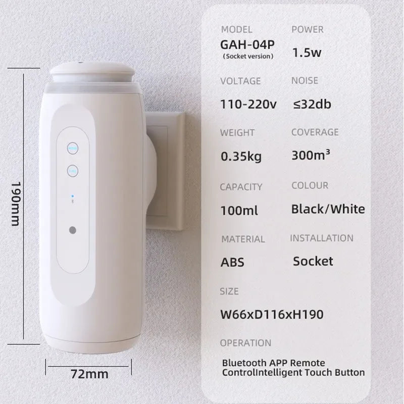 Waterless Essential Oil Diffuser Wall Plug Aroma Oil Diffuser Cool Mist Electric Scent Machine Smart Bluetooth Control For Home Quick Pick Grocers