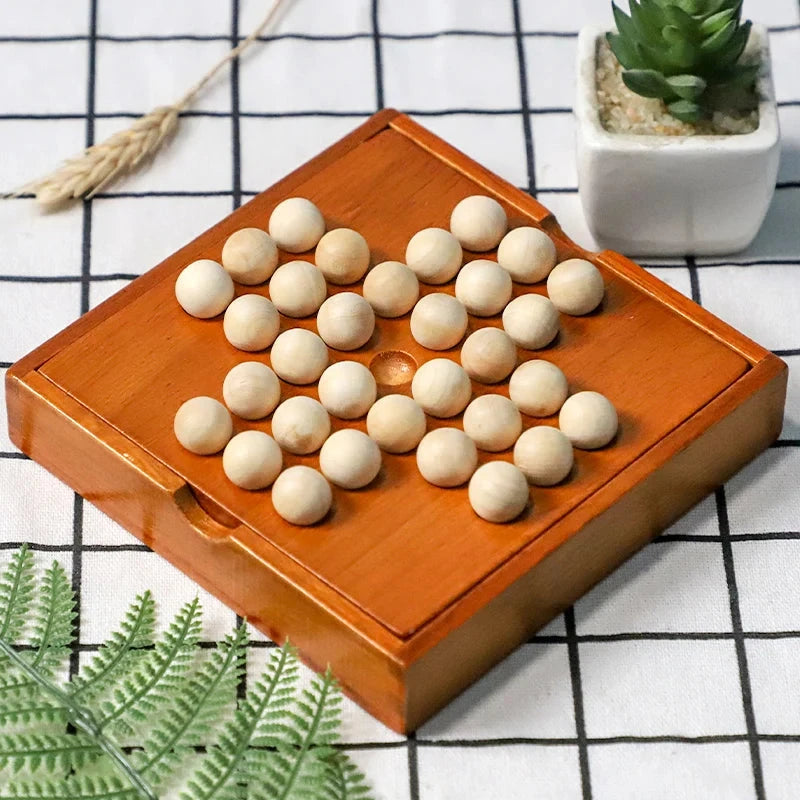 1Set Europe Board Game Single Chess Peg Solitaire Diamond Move Independently Cognitive Ability Toy Classical Educational Toys Econic Blanks