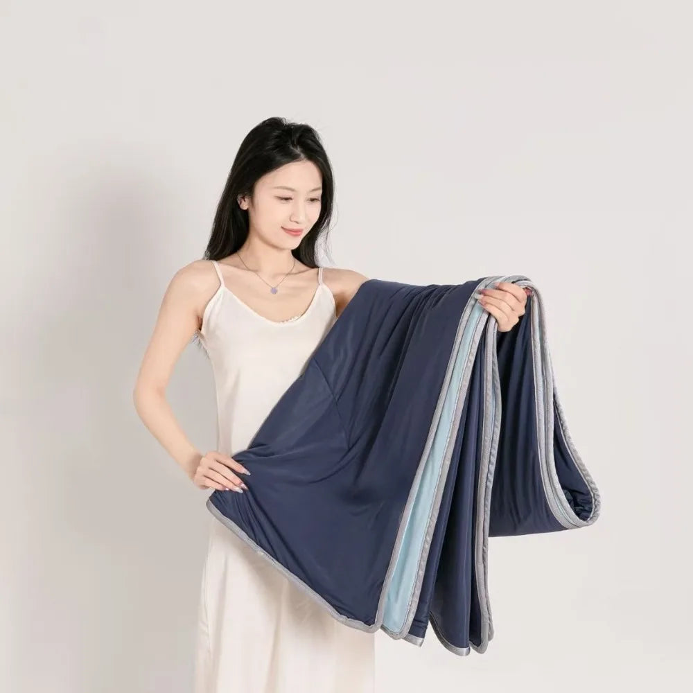 Cooling Blanket for Bed Silky Air Condition Comforter Lightweight Cooled Summer Quilt with Double Side Cold & Cooling Fabric Quick Pick Grocers
