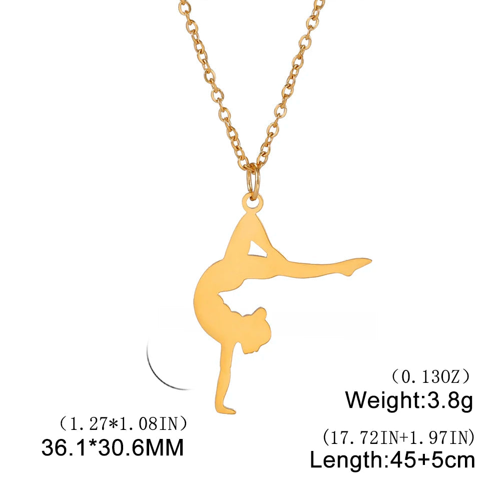 Rhythmic Gymnastics Necklace Women Trend 2025 Gymnast Stainless Steel Jewelry BFF Dancer Girl Sport Accessories Mother Day Gift Quick Pick Grocers