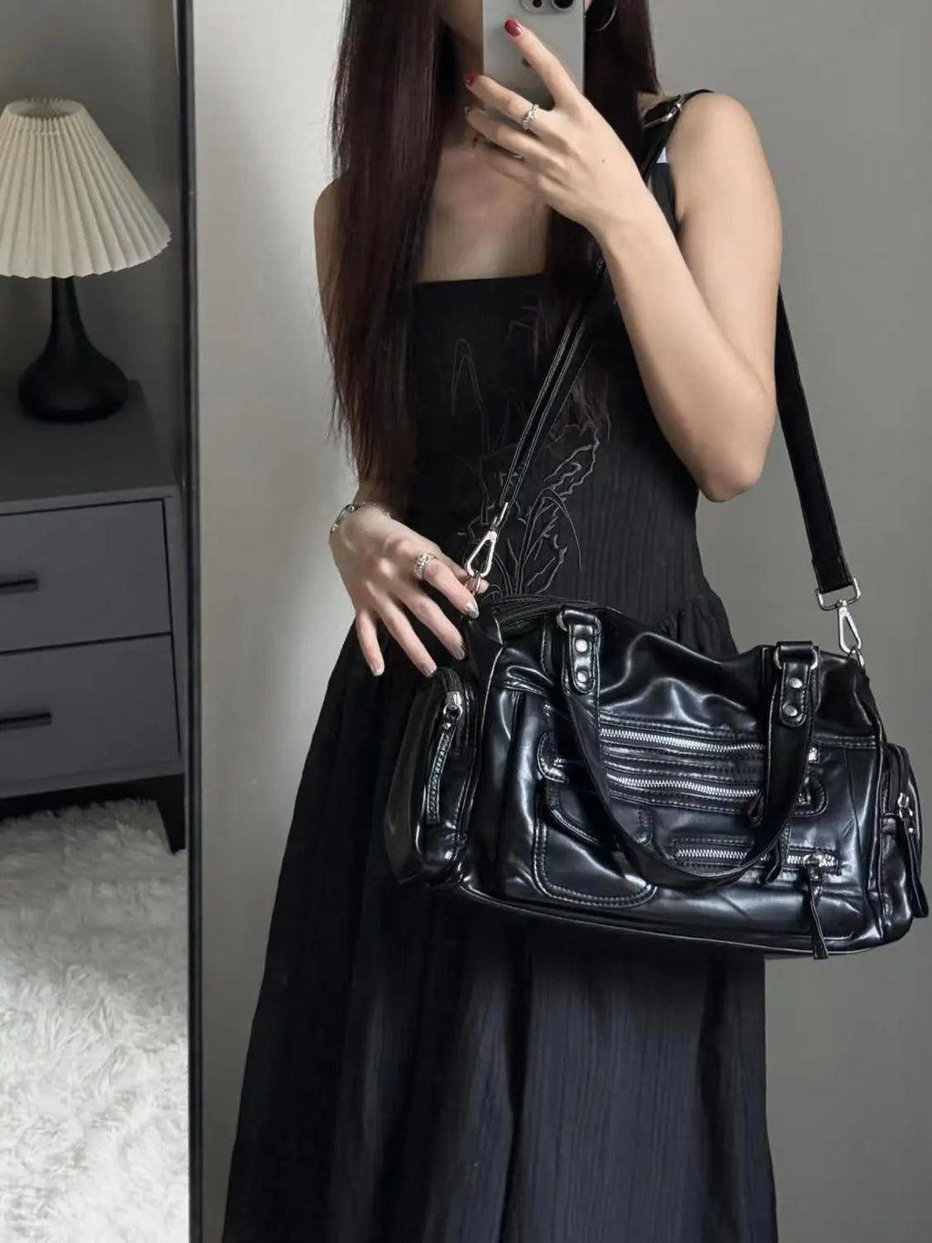 JIAERDI Vintage Black Shoulder Bags Purse Women High Street Pocket Chic Y2k Handbag Female Harajuku Casual Crossbody Bags 2025 Quick Pick Grocers