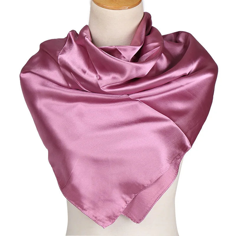 Luxury Brand Silk Scarf Women Satin Solid color Hijab Scarves Muslim Pareo Bandana Female Shawl Wrap Headband Foulard 90*90cm Quick Pick Grocers