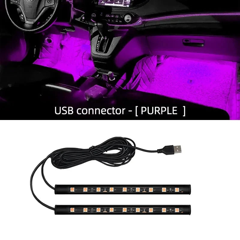 2-in-1 LED Car Neon Interior Light – USB & Cigarette Lighter Footwell Ambient Light, Car Backlight Atmosphere Lamp Accessories Econic Blanks