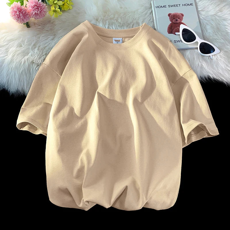Oversized Summer Short Sleeve Men's T Shirt New Fashion Solid Loose O-Neck T Shirts Mens Cotton Hip Hop Streetwear Top Tees 5XL Quick Pick Grocers