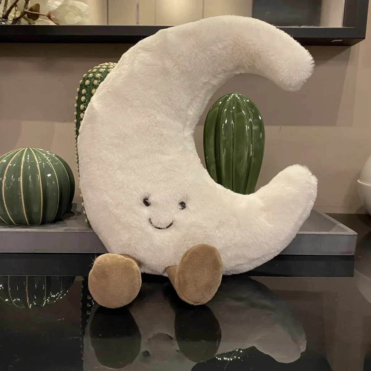 Adorable Smile Face White Moon Yellow Sun Plushie Stuffed Cute Cartoon Weather Plush Toy for Kid Bedroom Decor Sofa Throw Pillow Econic Blanks