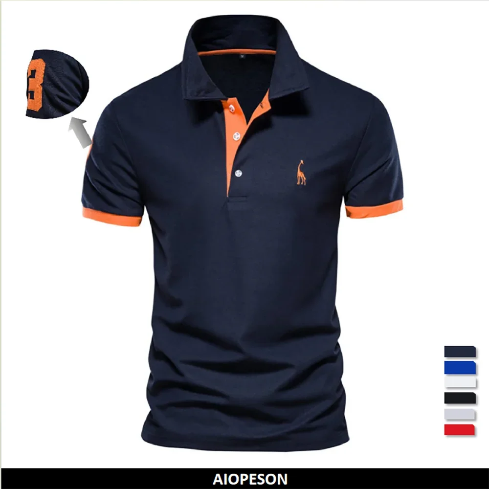 Dropshipping Polo Giraffe Shirt Men Quality Embroidery Summer Short Sleeve Polo Casual Business Social Mens Polos BR Size Quick Pick Grocers