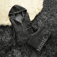 Winter Velvet Tracksuit for Women: Heavy Duty Fleece Lined Hoodie and Pants Set | Solid Color Warm Jogger Outfit Quick Pick Grocers