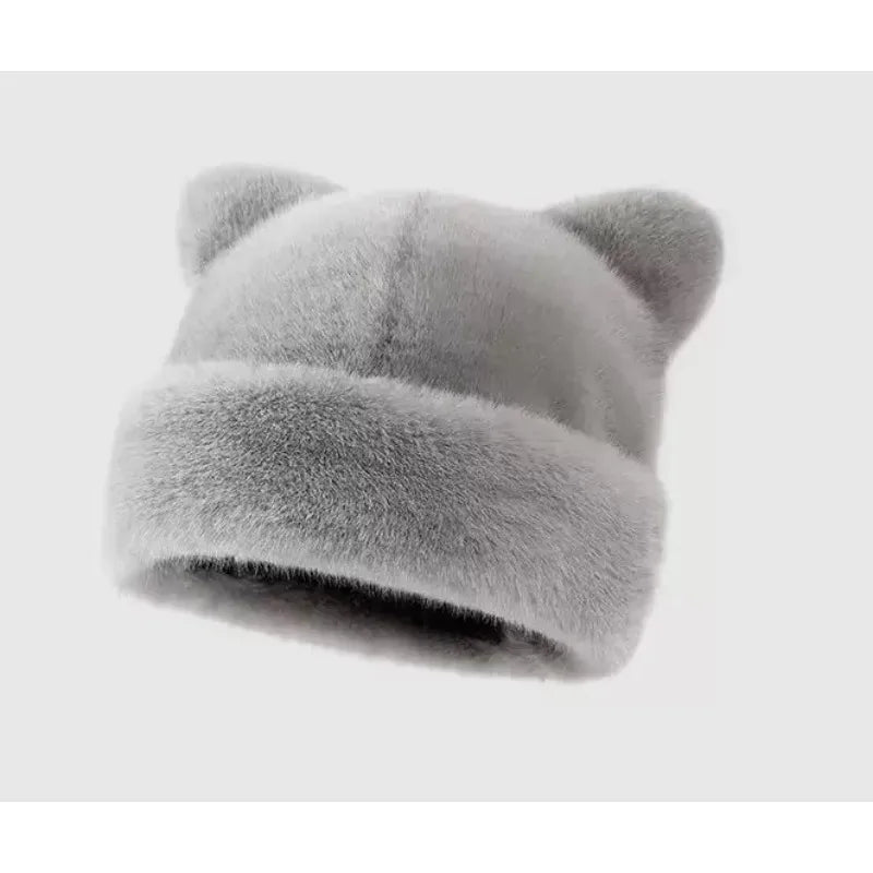 Leopard print plush teddy bear hat for women, sweet and cute, thick and warm, retro and versatile, hooded beanie. Purest Peak