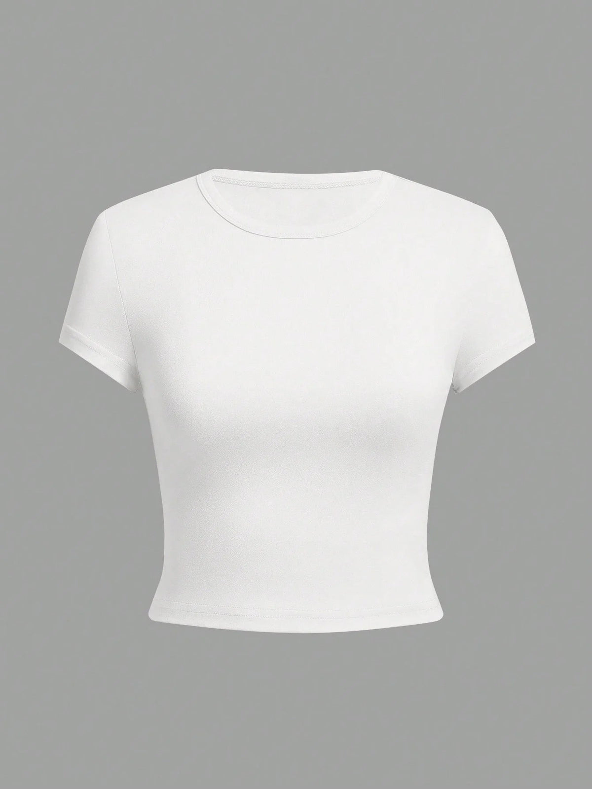 4 pieces Solid color basic short sleeved tight fitting T-shirt for women's casual summer minimalist women's style top O-neck Quick Pick Grocers