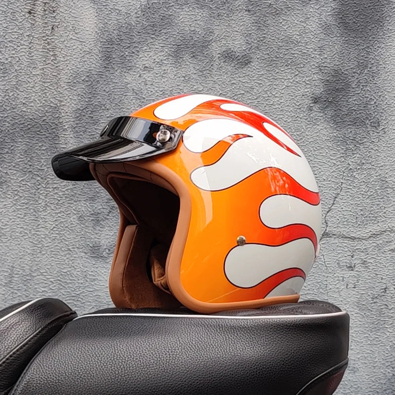 Retro semi-open motorcycle helmet cross-country motorcycle accessories motorcycle helmet 3/4 retro helmet in winter Quick Pick Grocers