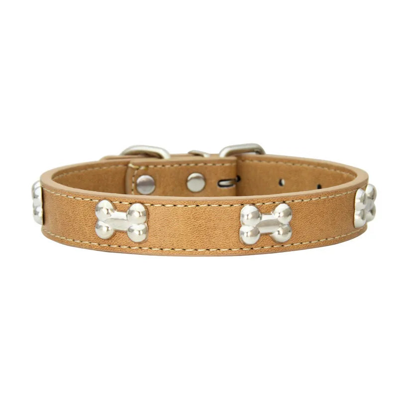 Bone Leather Durable Pet Dog Collars Puppy Pug Collars for Small Large Dog Chihuahua Cat Accessories Pet Collar for Small Dogs Quick Pick Grocers