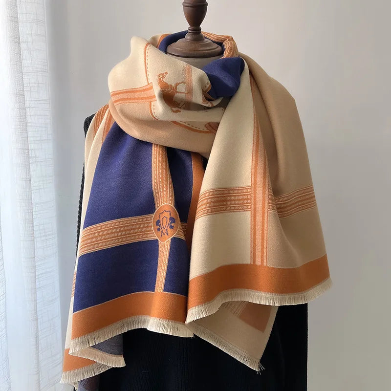 Thick Winter Scarf for Women, Luxury Cashmere Pashmina Shawl Wrap, Warm Long Tassel Neckerchief Quick Pick Grocers