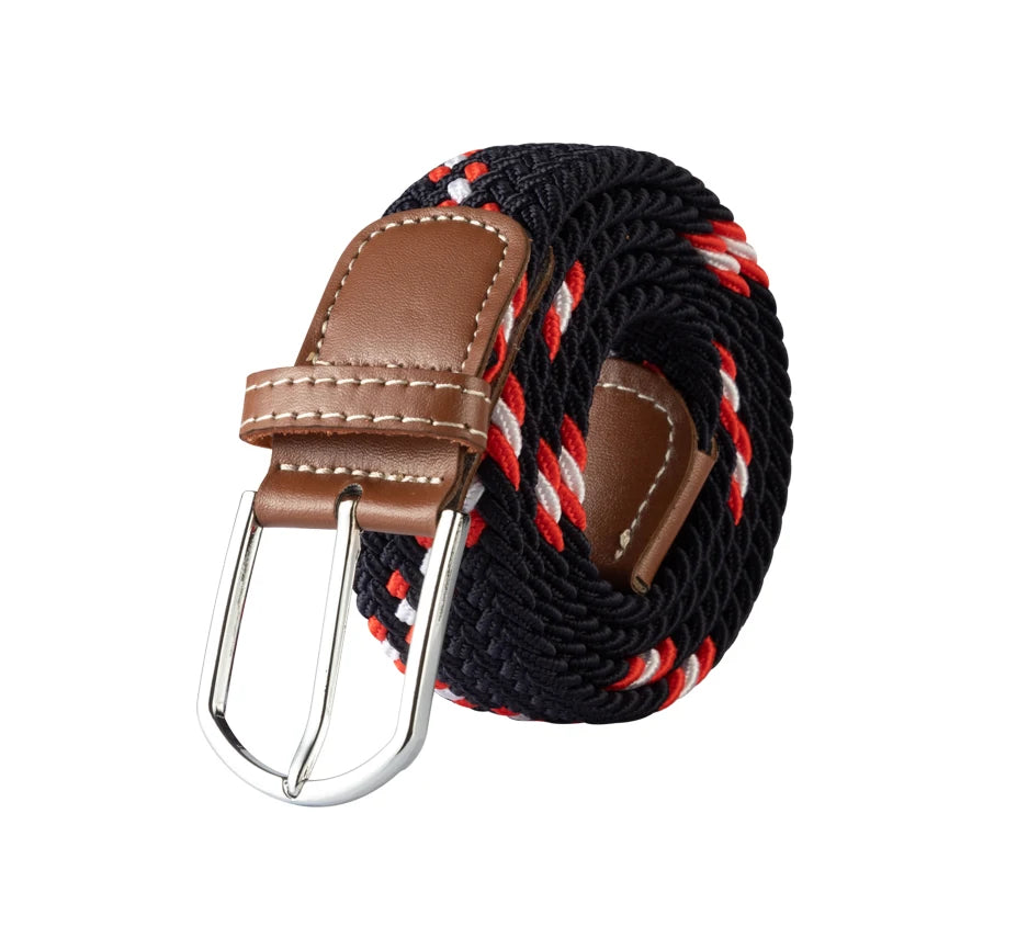 107/120/130CM Fashion Female Elastic Casual Stretch Woven Belt Unisex Canvas Elastic Belts for Women Jeans Pin Buckle Men Belt Quick Pick Grocers