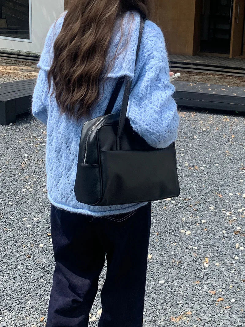 Korean Style Large Capacity Single Shoulder Women's Bag Versatile Vintage Underarm Bag Autumn 2025 New Arrival Tote Bag Quick Pick Grocers