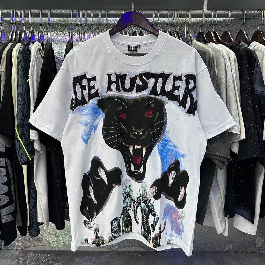 Praying Angel Shinning Diamond Cotton Short Sleeve Tshirts for Men and Women Crew Neck Loose Summer T-shirt Oversized Tees Quick Pick Grocers