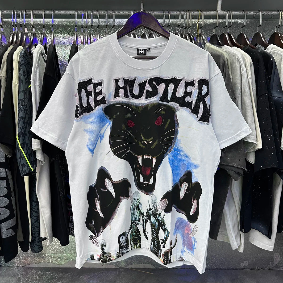 Praying Angel Shinning Diamond Cotton Short Sleeve Tshirts for Men and Women Crew Neck Loose Summer T-shirt Oversized Tees Quick Pick Grocers