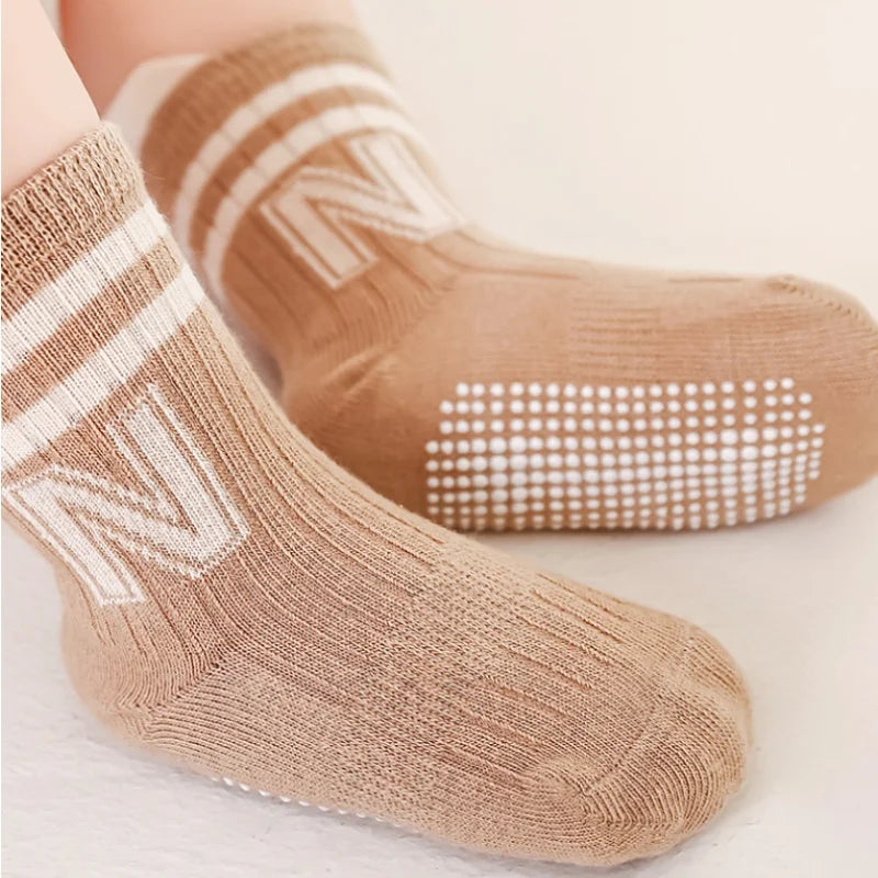3Pairs/lot Children's Socks For Boys Girls Cotton Letter Kids Socks Casual Sport Girl Boy Toddler Baby Floor Short Sock Non-slip Quick Pick Grocers