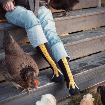 Men Funny 3D Chicken Socks Print Cartoon Cosplay High flexibility Thigh High Sock Cotton Fashion Thin Toe Feet Quick Pick Grocers