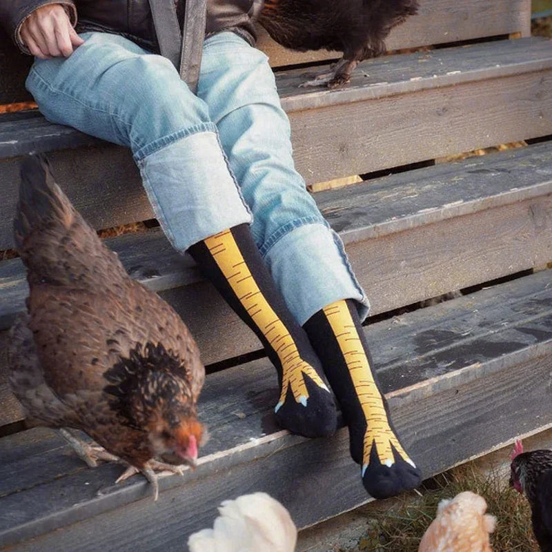 Men Funny 3D Chicken Socks Print Cartoon Cosplay High flexibility Thigh High Sock Cotton Fashion Thin Toe Feet Quick Pick Grocers