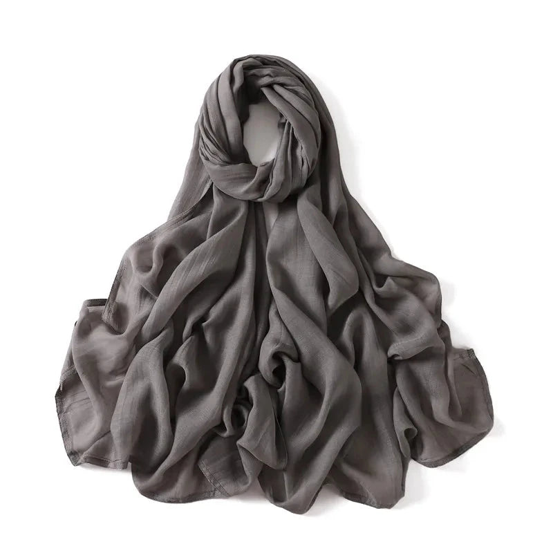 Women Big Size Plain Solid Cotton Rayon Hijab Scarf Lady High Quality Wraps and Shawls Musulman Headband Islamic Turban 180*95Cm Econic Blanks