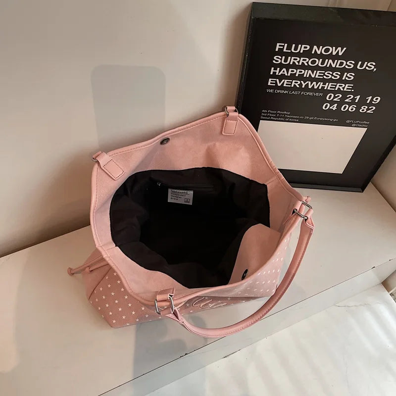 Brand Women's Shoulder Bag Y2k Fashion Sweet Polka Dot Handbag Korean Casual Versatile Leopard Print Brown Frosted Tote Bags Quick Pick Grocers