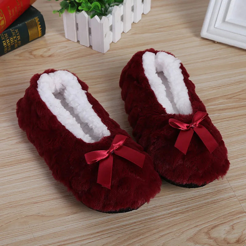 Winter Warm Slipper Womens Home Plush Soft Fluffy Cute Funny Indoor House Female Non Slip Ladies Floor Shoes Heart Love Grip Purest Peak