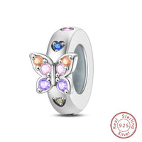 100% 925 Sterling Silver Rainbow Zircon Colorful Butterfly Dragon Shaped Silicone Stopper Charms Beads Fit DIY Bracelets Jewelry Econic Blanks