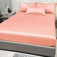 Modern Satin Fitted Sheet Ice Silk Bedspread Quick Pick Grocers
