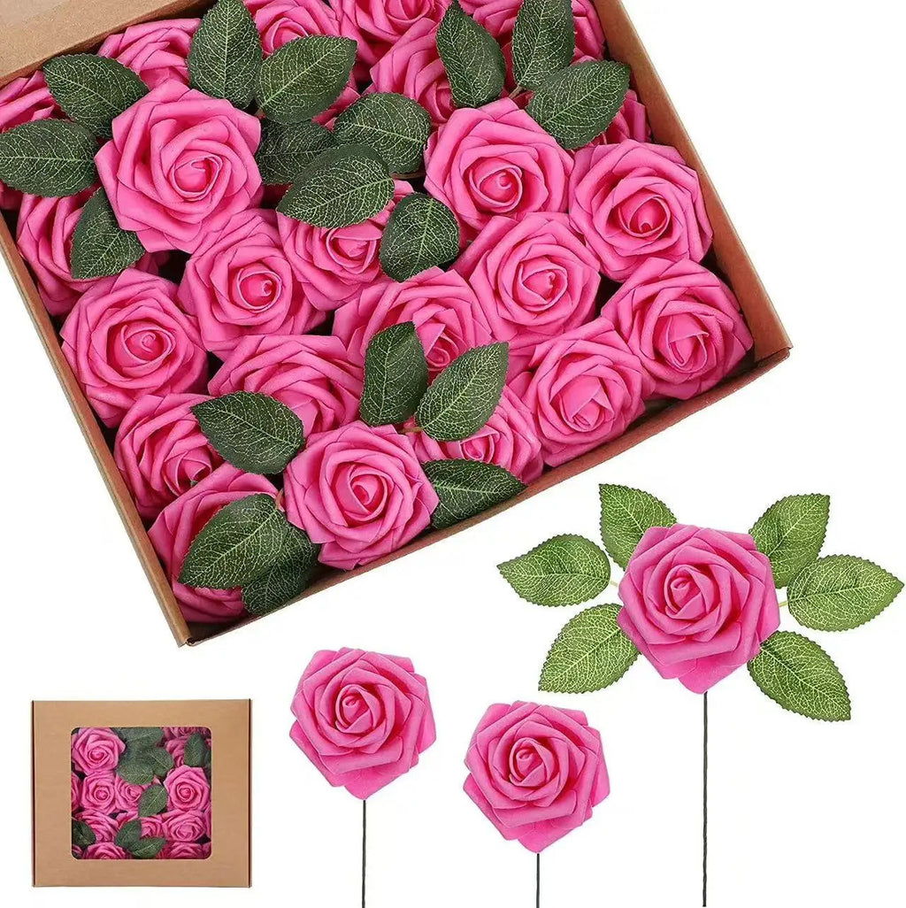 10~100pcs Rose Artificial Flowers Foam Fake Roses Wedding Bouquets Centerpieces Mothers Day Valentines Gifts Party Decoration Quick Pick Grocers