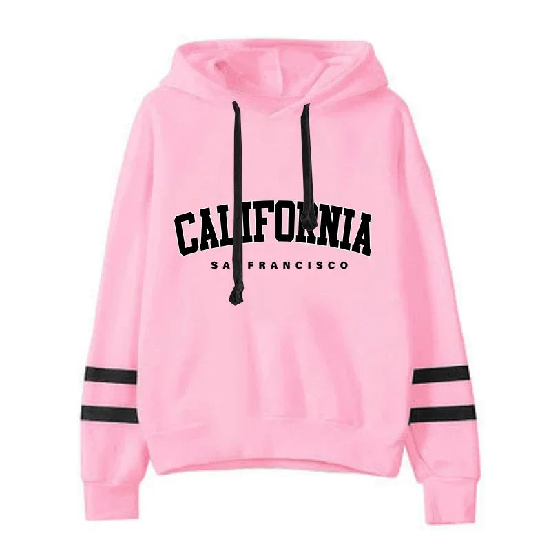 California Womens Tracksuit Casual Stripe Versatile Hooded Sweatshirt or Pants or Suit Simplicity Hot Sales Street Outfits S-3XL Quick Pick Grocers