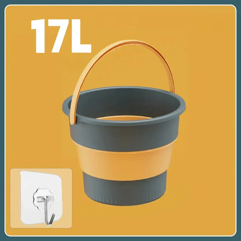 5/10/17L Portable Folding Bucket Multifunctional Thickened Silicone Bucket for Car Washing and Fishing Camping Folding Bucket Quick Pick Grocers