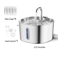 ZYFeeder 2.2L Automatic Cat Water Fountain Square Stainless Steel Pet Water Feeder Dog Water Fountain with window（No 5V 1A Plug） Quick Pick Grocers