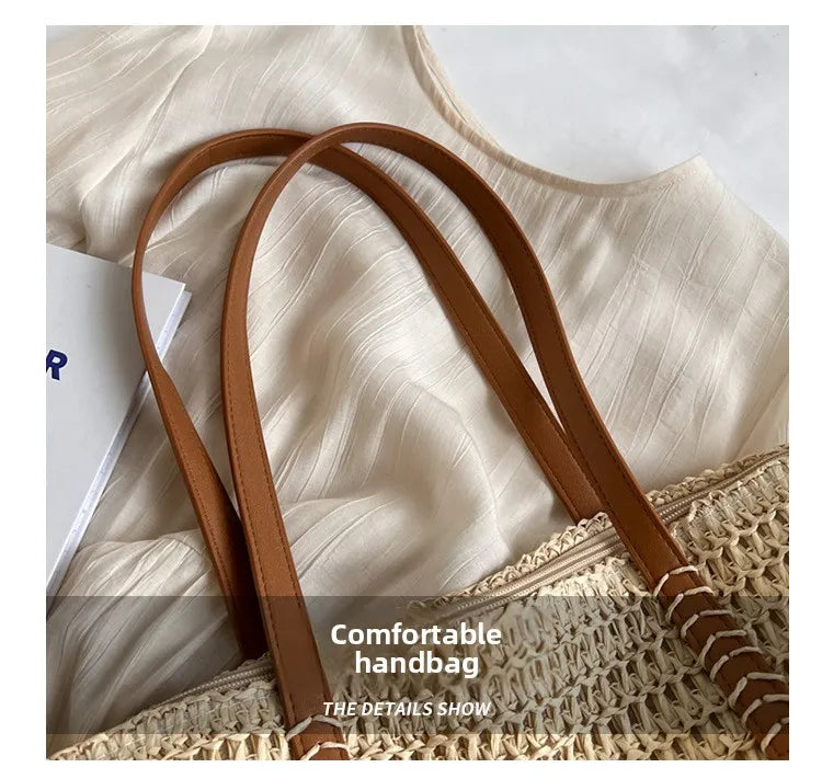Hand-woven Women's Shoulder Handbag Bohemian 2025 Summer Fashion Straw Beach Tote Bag Travel Shopper Weaving Shopping Bags Quick Pick Grocers