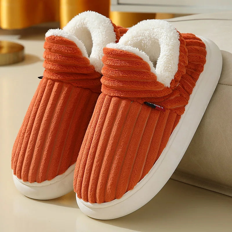 Shevalues Winter Men Slippers Short Plush Men Cotton Boots Indoor Fluffy House Fur Slippers Men Casual Soft Fur Furry Men Shoes Purest Peak