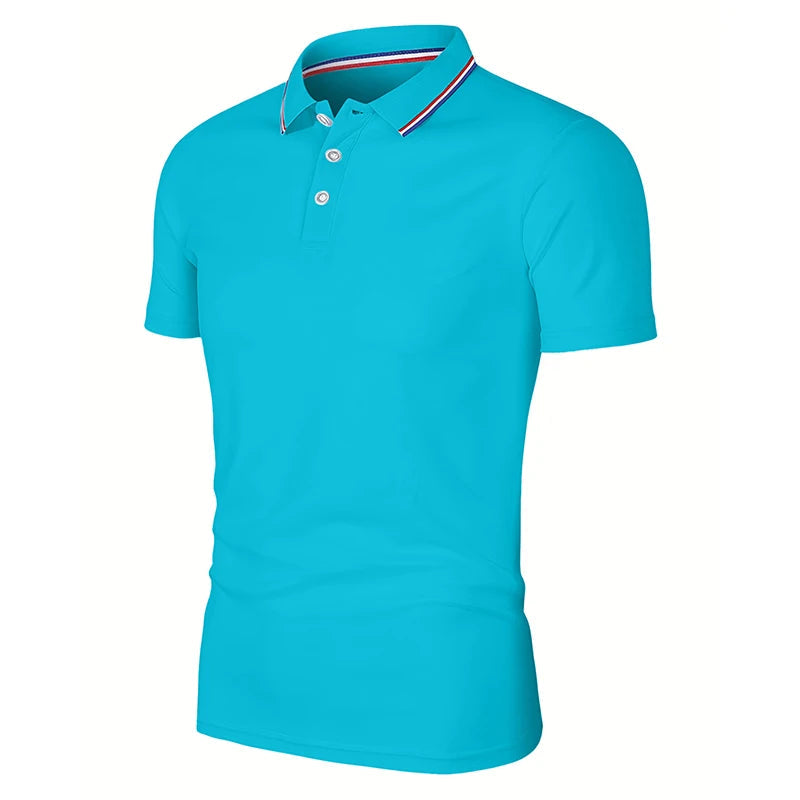 2025 Hot Sale Men's Summer Casual Breathable Comfortable Polo Shirt Men's Solid Color High Quality Short Sleeve T-Shirt Quick Pick Grocers