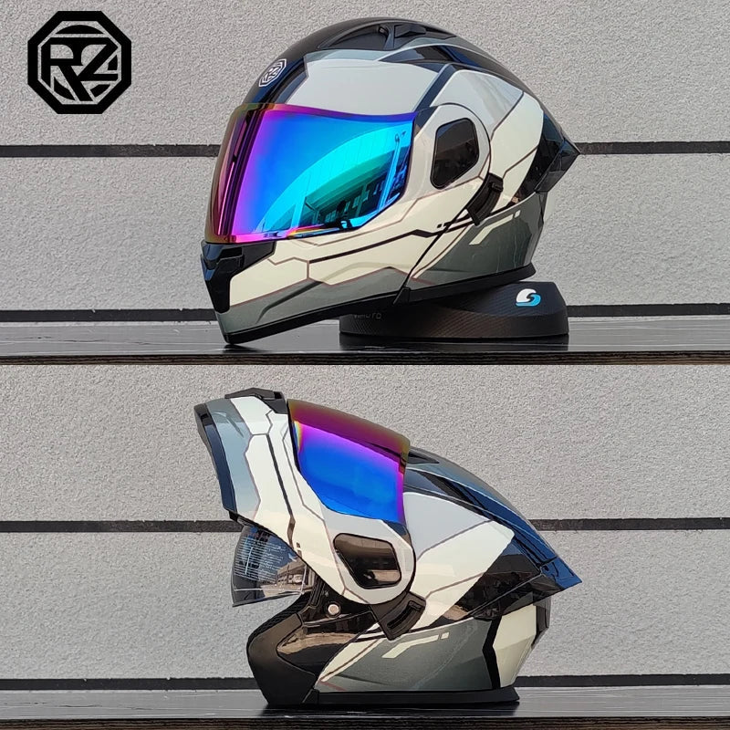 ORZ Personalised Motorcycle Full Face Helmet Men Women Fashion Dual Lens Helmets Motocross Racing Modular Flip Up Casco Moto Quick Pick Grocers