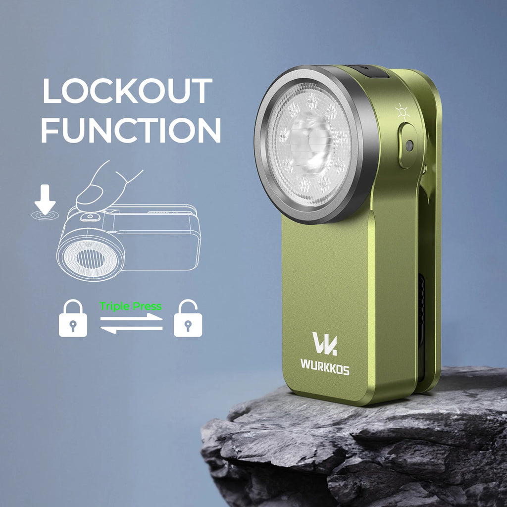 Wurkkos HD03 680LM Mini Clip Light USB C Rechargeable Pocket Flashlight Spotlight/Floodlight Portable EDC RGB Torch with Magnet