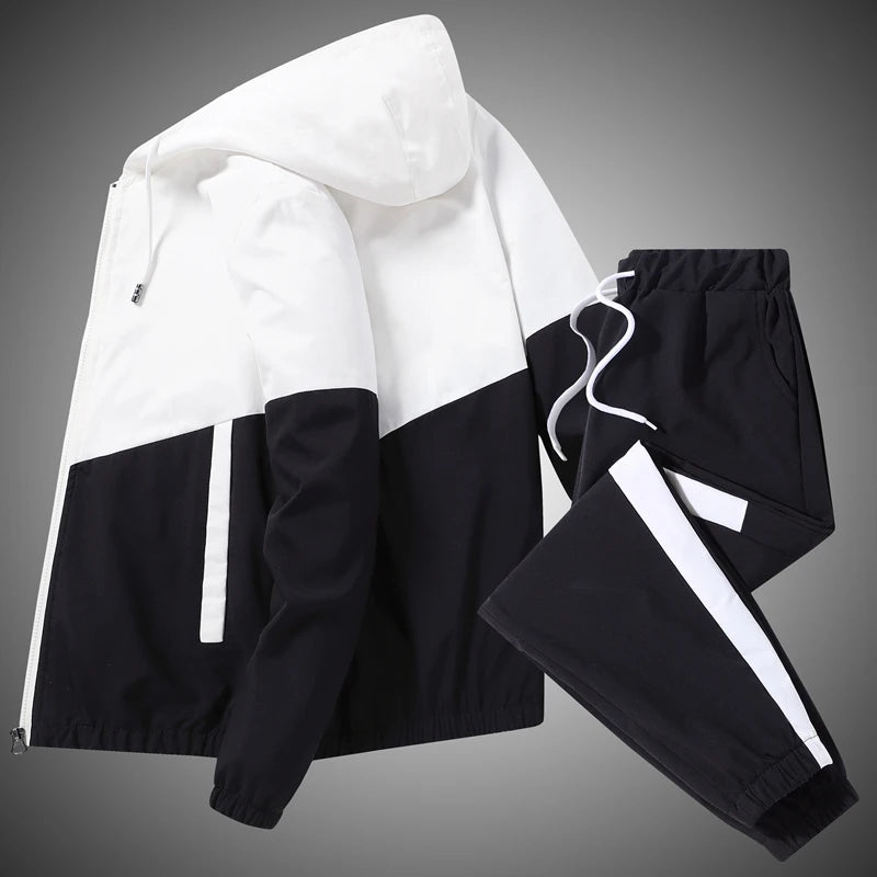 2026 Men Tracksuit Casual Joggers Hooded Sportswear Jackets And Pants 2 Piece Sets Hip Hop Running Sports Suit Quick Pick Grocers